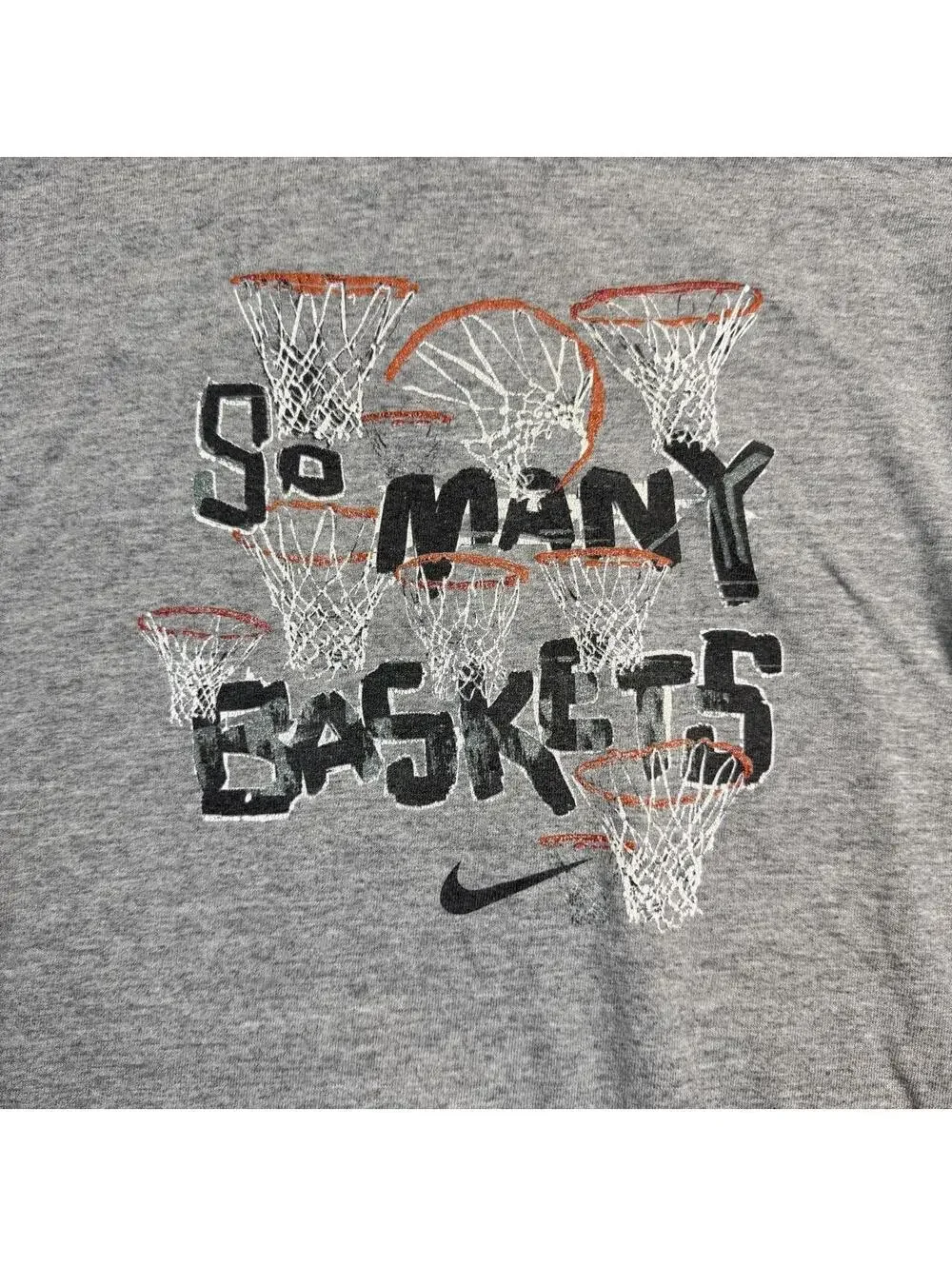 Nike Kids M Long Sleeve Basketball Shirt Gray So Many Baskets